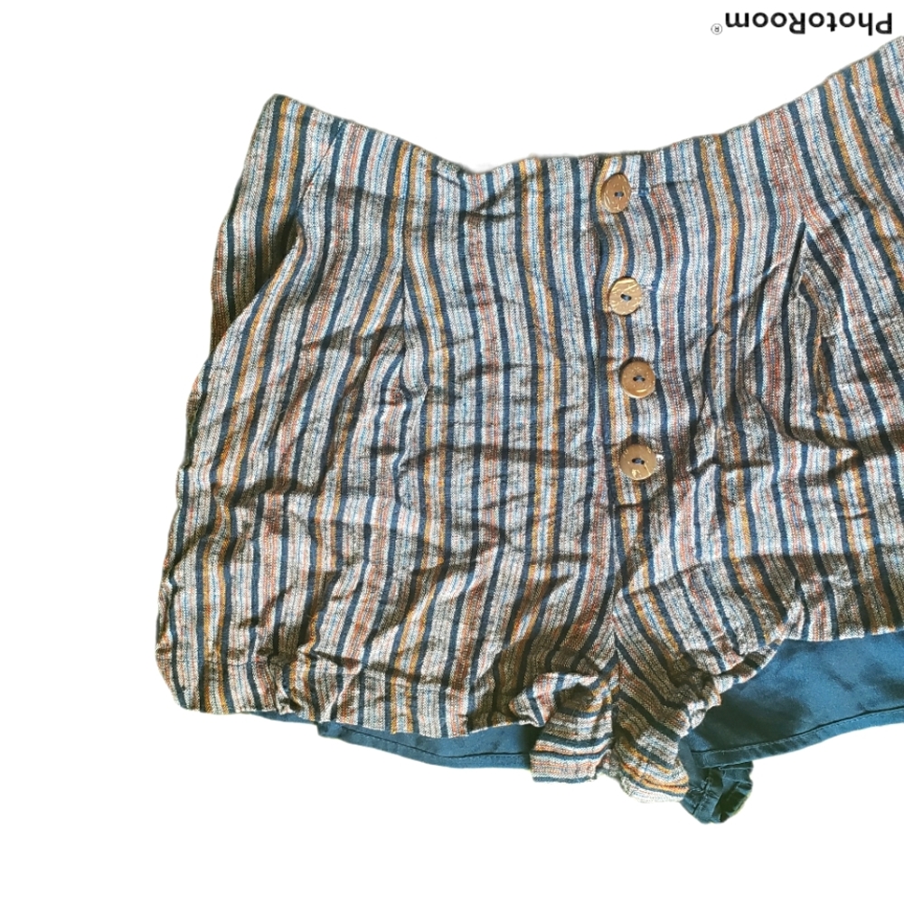 FOREVER 21 LINEN STRIPED SHORTS - M